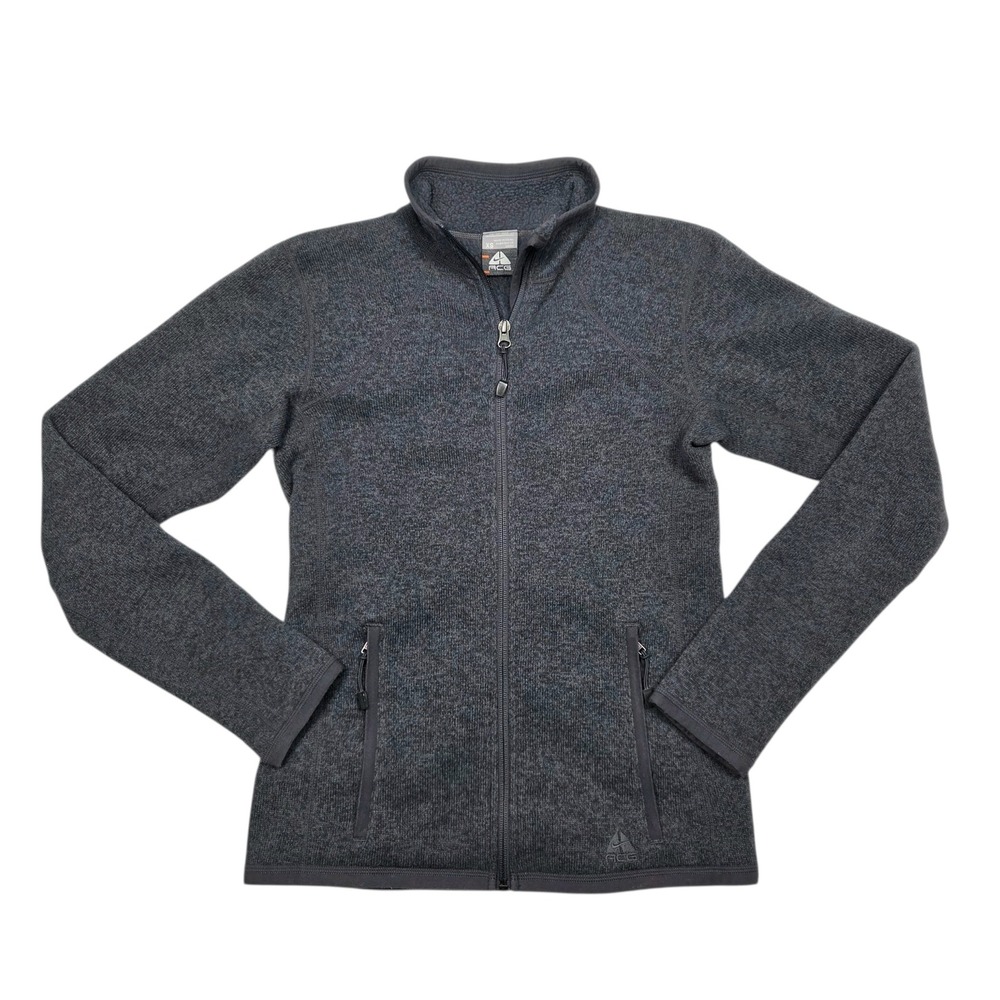 Vtg Nike ACG Fleece Jacket Womens XS Gray Full‎ Zip Sweater Knit Mock Outdoor